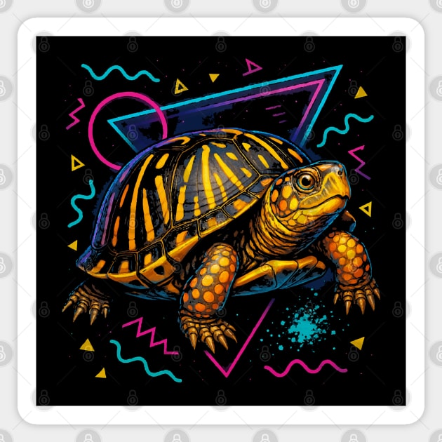 Retro Neon Ornate Box Turtle Sticker by Reptiq's Store